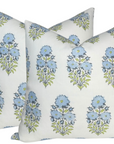 Mughal Flower Pillow Cover in Monsoon Blue, Lisa Fine Textiles