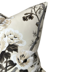 Pyne Hollyhock Pillow Cover in Charcoal, Schumacher Textiles