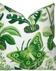 Exotic Butterfly Pillow Cover in Leaf Green, Schumacher Textiles