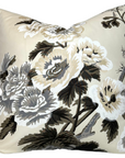 Pyne Hollyhock Pillow Cover in Charcoal, Schumacher Textiles