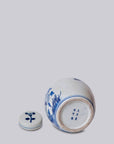 Blue and White Porcelain Pheasant Lidded Round Storage Jar