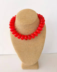 The Rory — Bright Red Large Rondelle Beaded Necklace