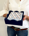 Lacquered Scalloped Napkin Holder | Navy Blue