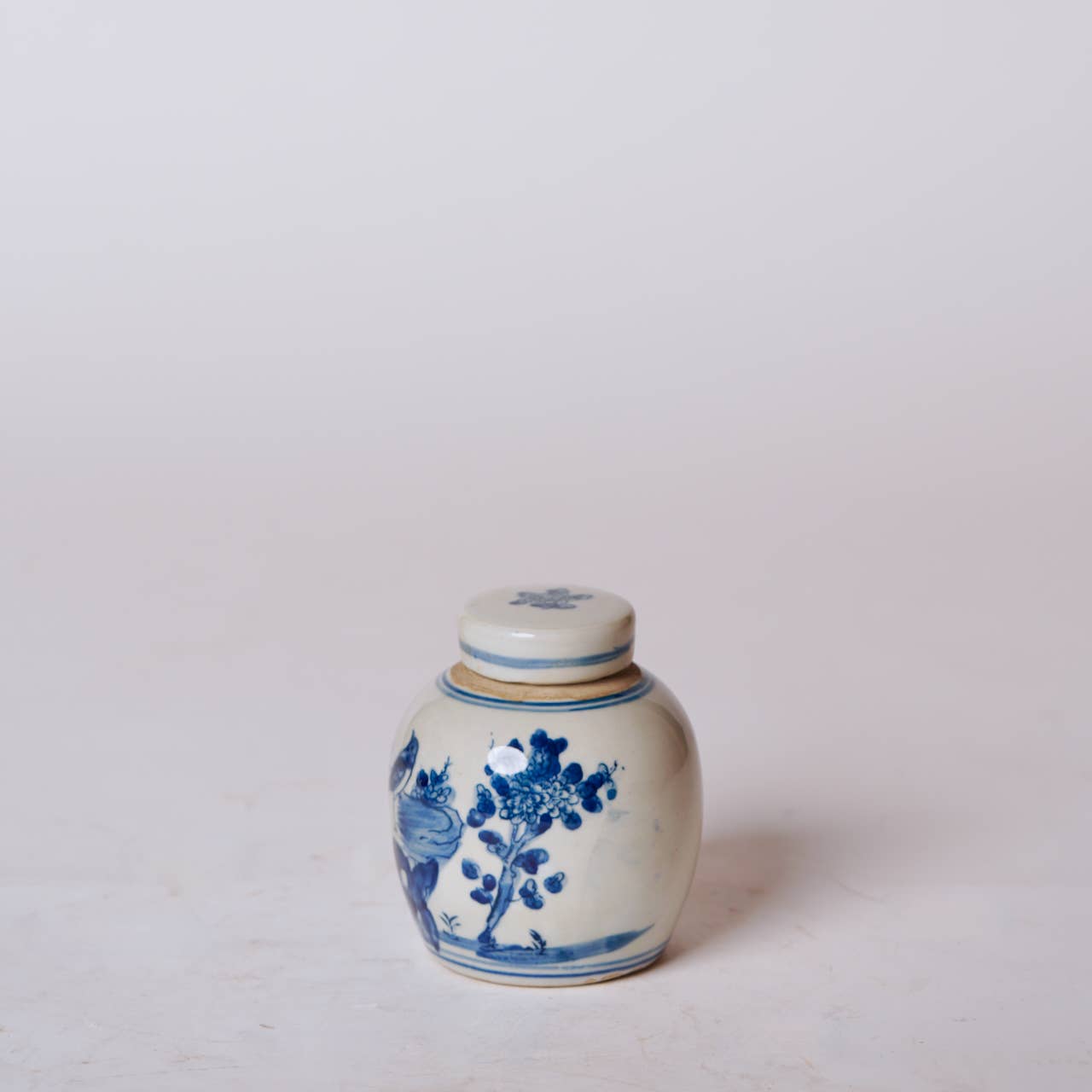 Blue and White Porcelain Mini Peony Floral Round Jar