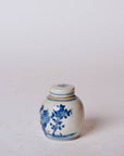 Blue and White Porcelain Mini Peony Floral Round Jar