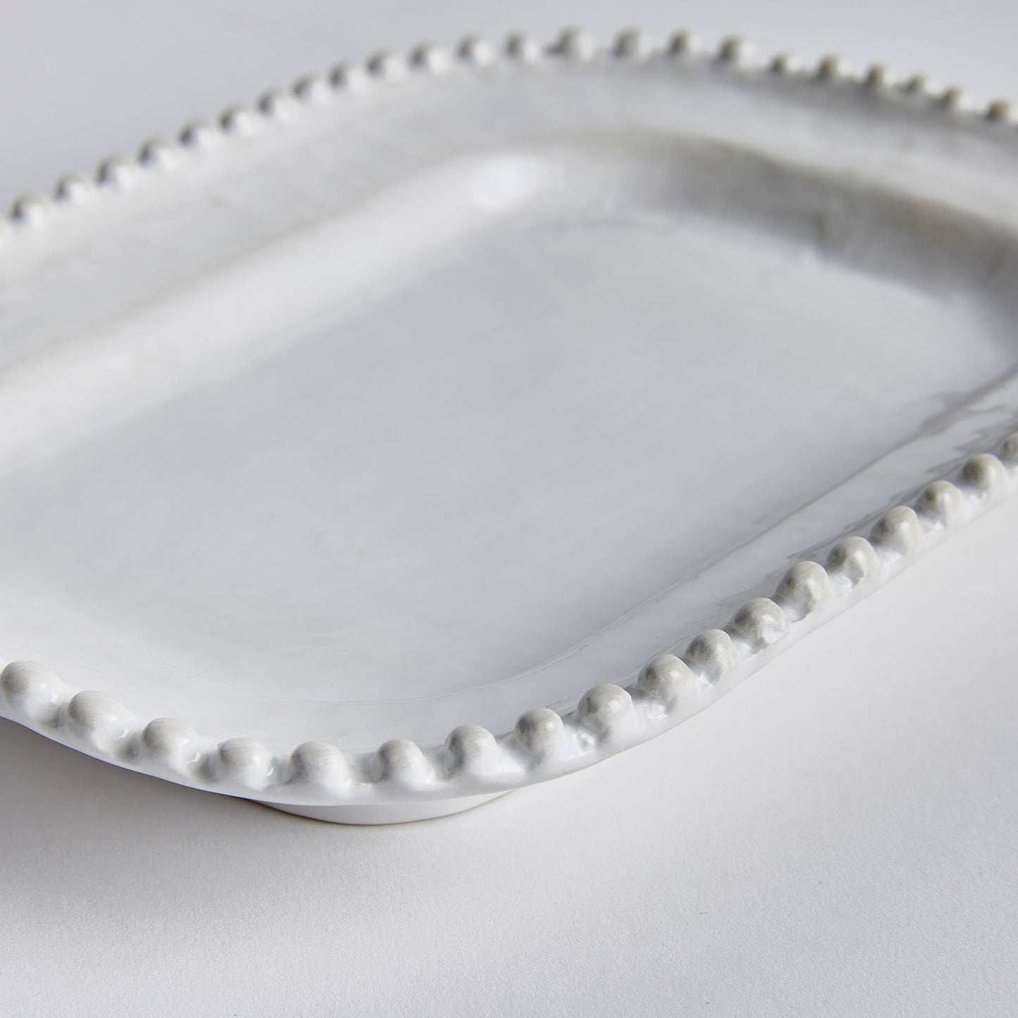 Mabel Rounded Square Serving Tray: White / Ceramic