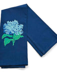 Towel - Cut Blue Hydrangea Blossom on navy