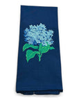 Towel - Cut Blue Hydrangea Blossom on navy