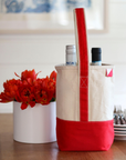 Double Bottle Canvas Wine Gift Host Bag: Red