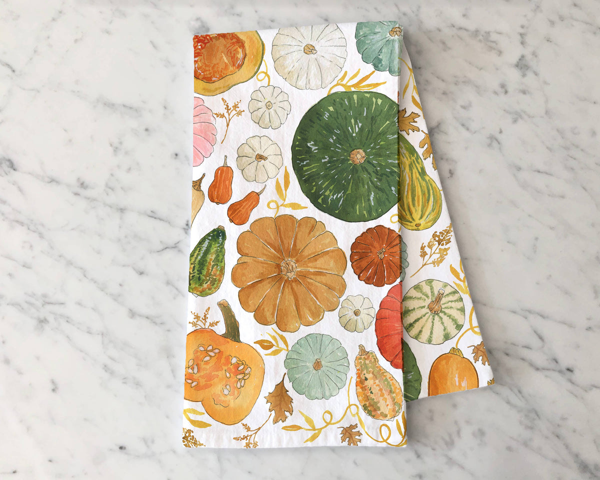 Autumn Gourds Kitchen Towel - Fall Pumpkin Tea Towel