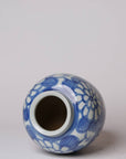 Hand Painted Floral Blue and White Porcelain Globe Vase