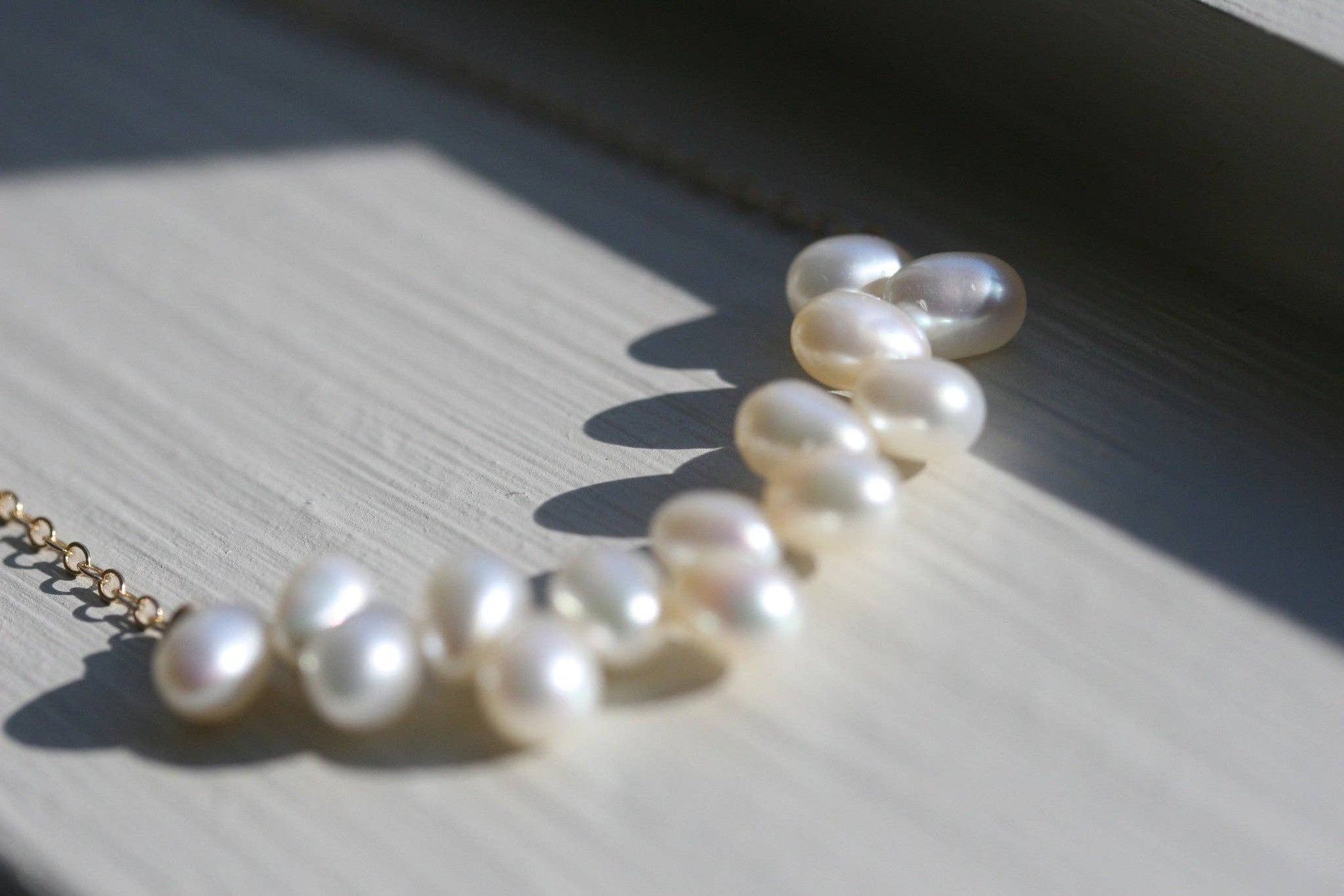 Vineyard Pearl Necklace: Gold pearl necklace