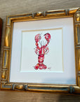 Lobster Coastal Watercolor, Bamboo Frame, 6x6