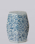 Rustic Rose Blue and White Porcelain Garden Seat