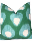 Bukhara Outdoor Pillow Cover in Green/Blue, Indoor Outdoor Pillows, Peter Dunham Textiles
