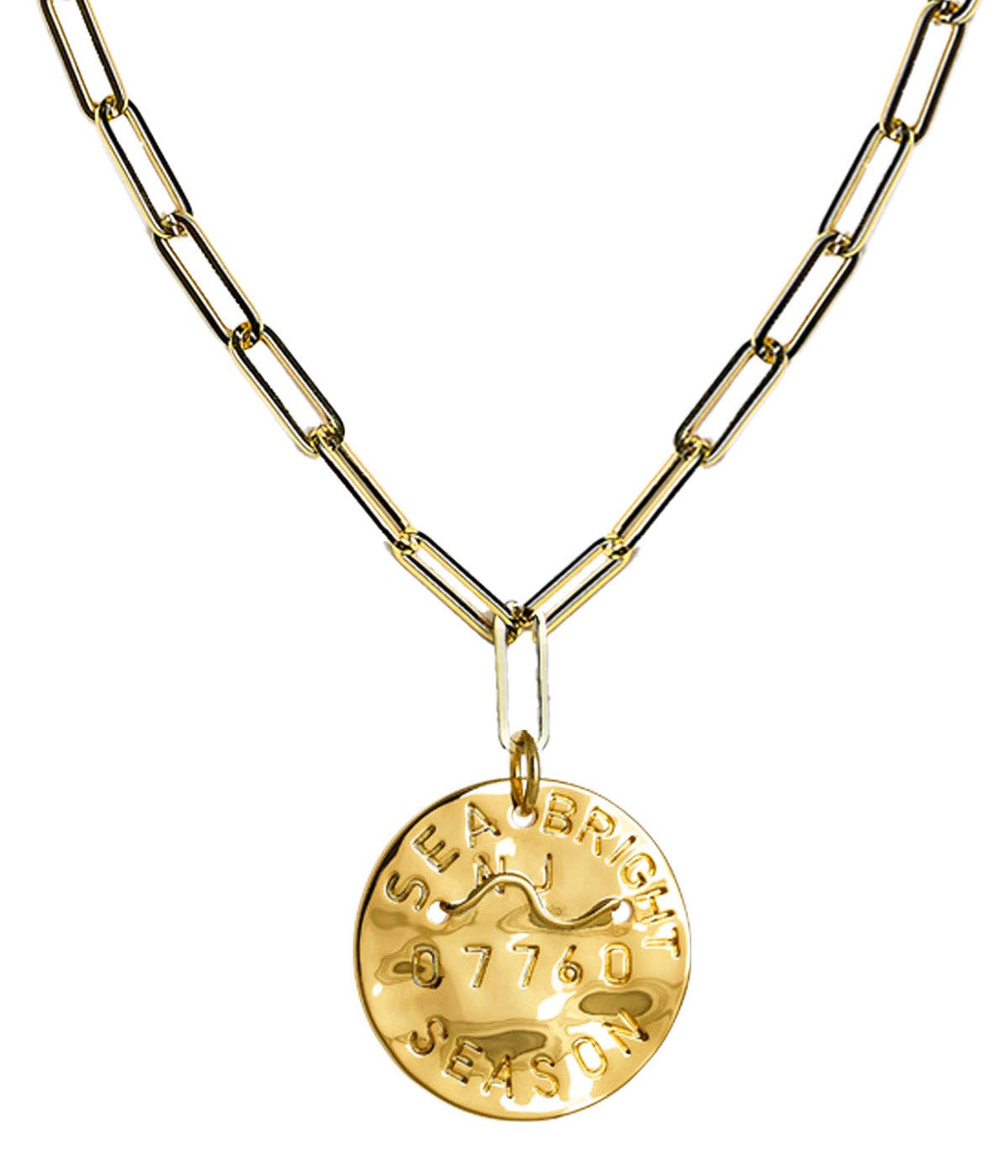 Beach Tag Charm Necklace – 18k Gold Plated - WS: Kiawah Island