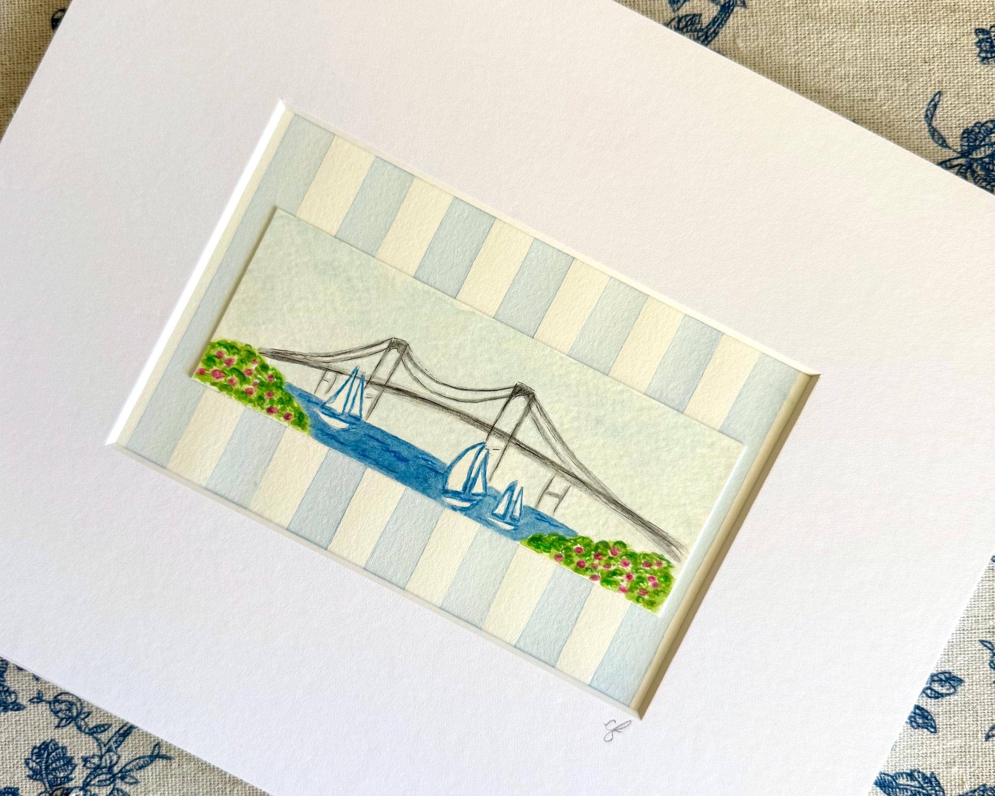 Newport, RI Watercolor Painting with 8 x 10 Frame