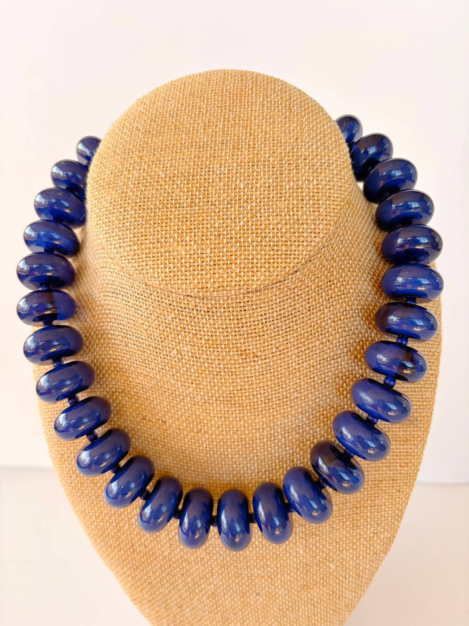 The Rory — Navy Blue Large Rondelle Beaded Necklace 