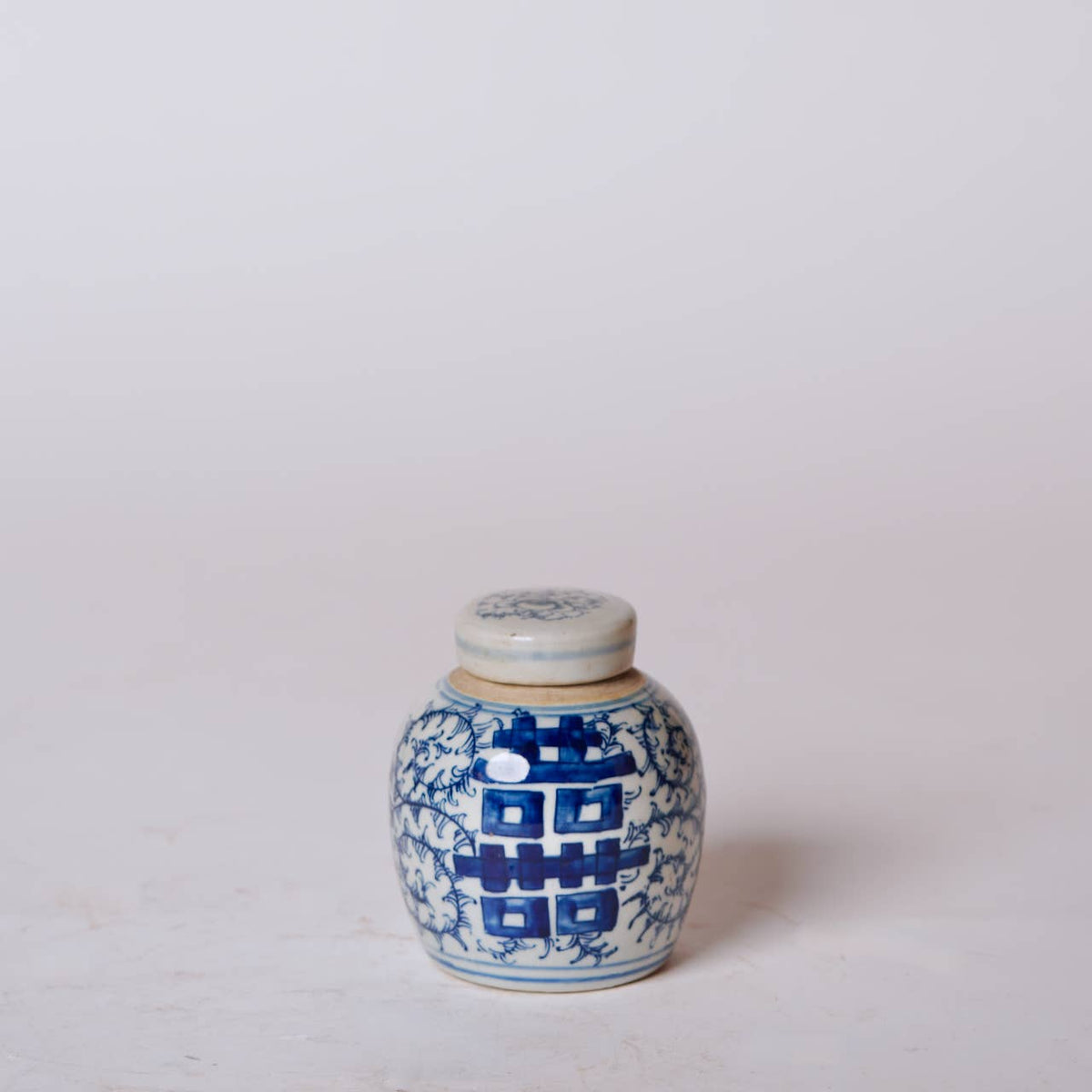 Blue and White Porcelain Mini Double Happiness Round Jar