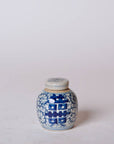 Blue and White Porcelain Mini Double Happiness Round Jar