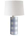 French Blue Gingham Column Lamp