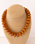 The Rory — Amber Brown Large Rondelle Beaded Necklace 