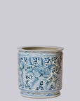 Rustic Rose Blue & White Porcelain Cachepot