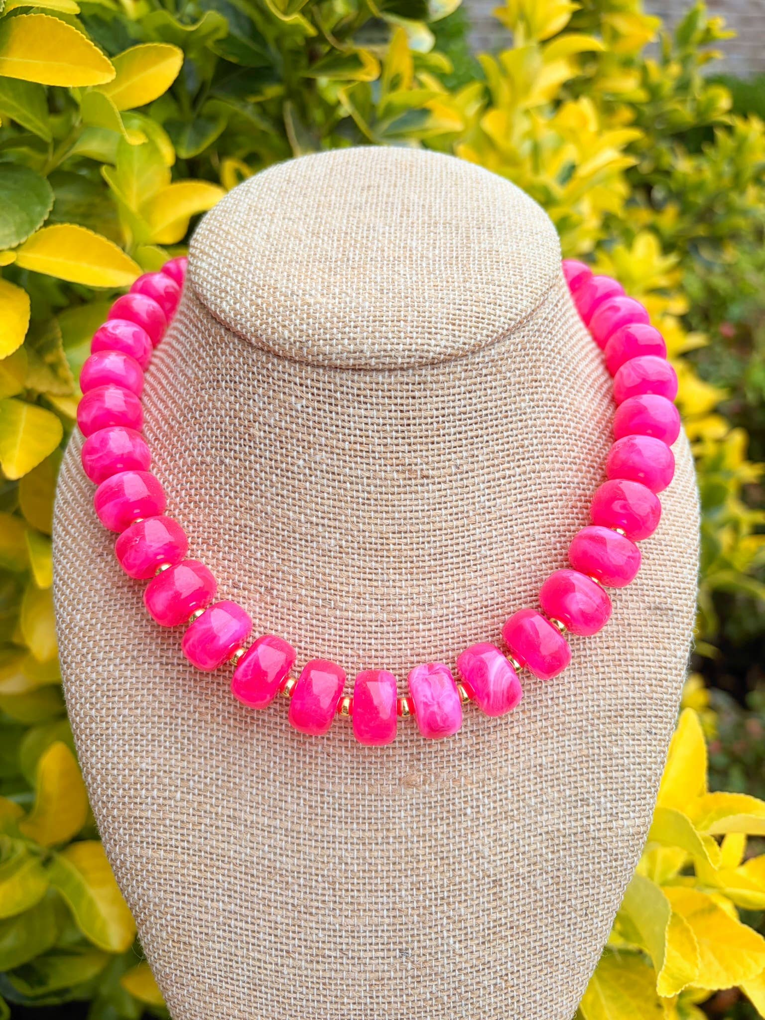 Pink Round Beaded Necklace