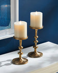 ABACUS PETITE CANDLE STANDS, SET OF 2 BRASS