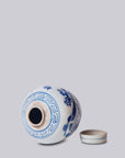 Blue and White Porcelain Pheasant Lidded Round Storage Jar