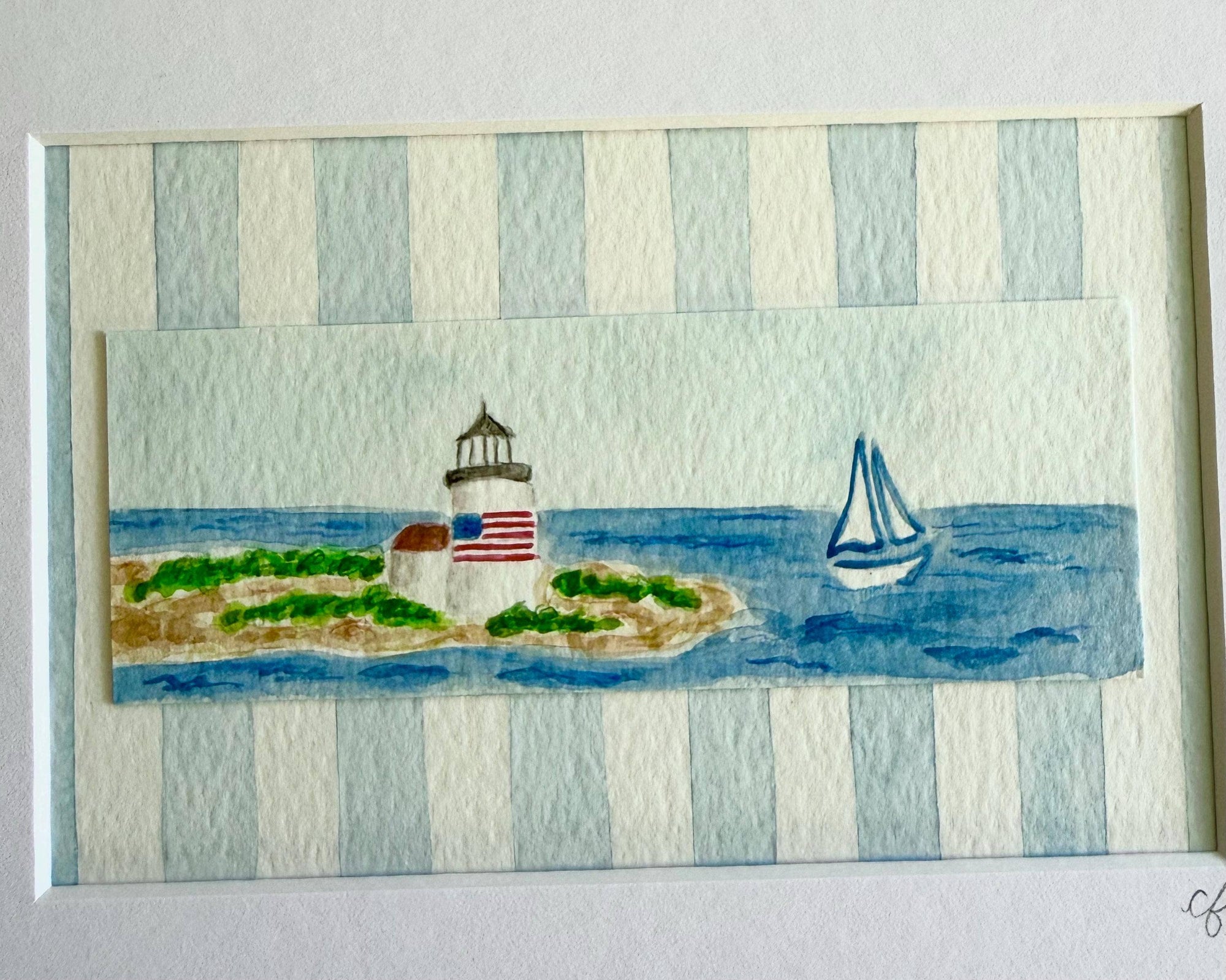 Nantucket Lighthouse Watercolor Painting