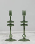 Emerald Glass Candlestick Pair, Small