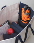 Havana Color Block CanvasTote: Navy w/ Navy Anchor