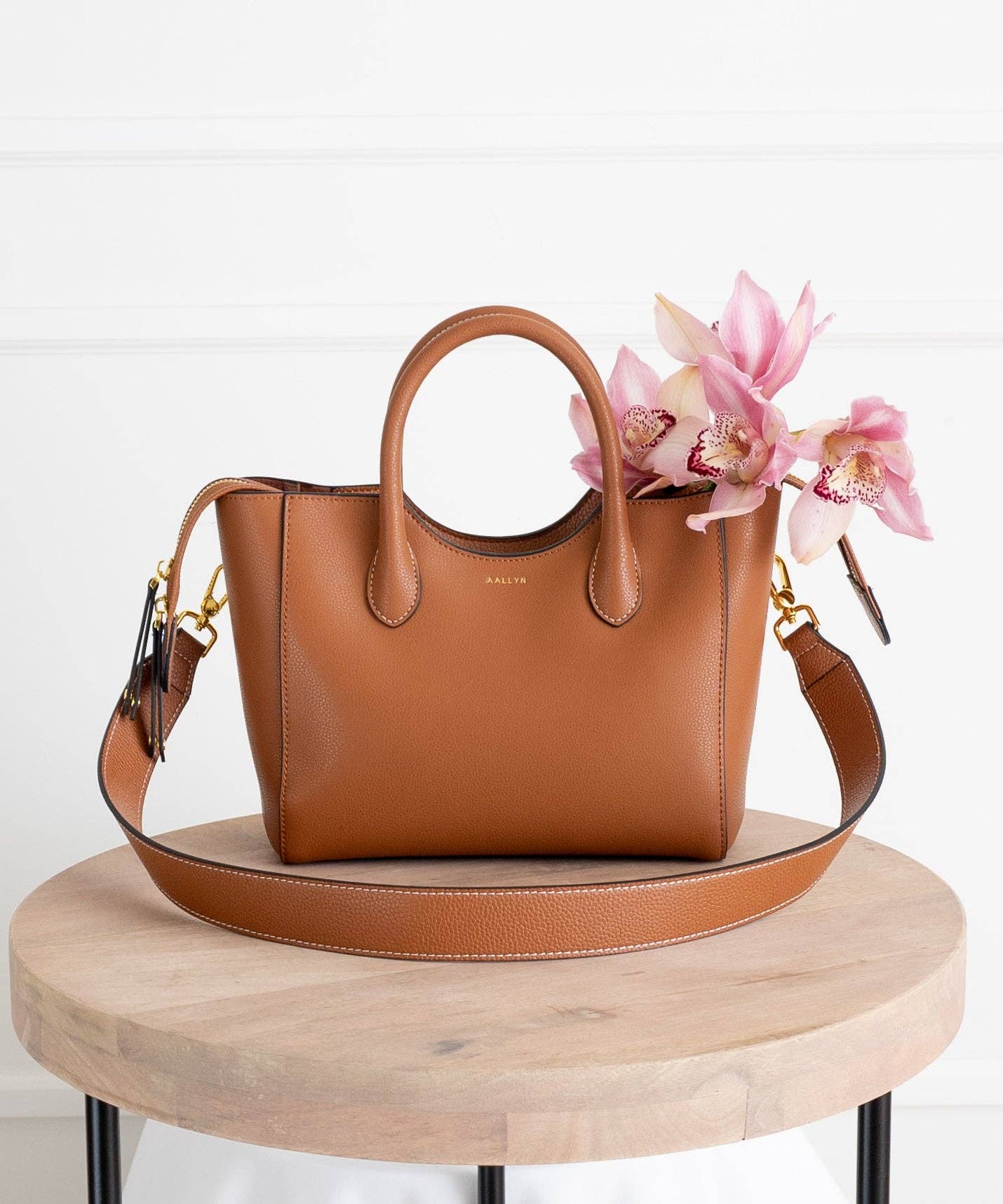 Lilly Satchel - Genuine Leather: Cognac