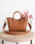 Lilly Satchel - Genuine Leather: Cognac