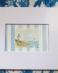 Castle Hill Lighthouse Watercolor Painting, Framed 8 x 10
