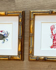 Lobster Coastal Watercolor, Bamboo Frame, 6x6