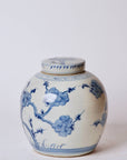 Blue and White Porcelain Cherry Blossom Round Storage Jar