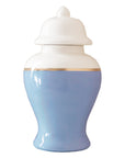 Serenity Blue Color Block Ginger Jar with Gold Accent