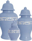 French Blue Greek Key Ginger Jars