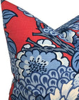Honshu Pillow Cover in Red and Blue, Thibaut Pillows