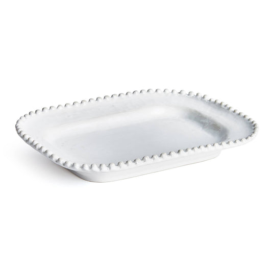 Mabel Rounded Square Serving Tray: White / Ceramic