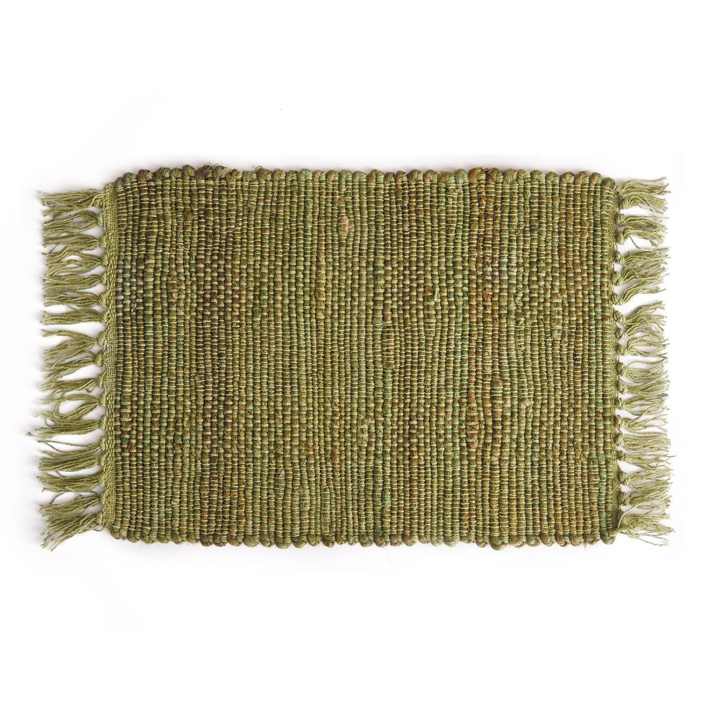 Rae Woven Fringe Placemat Green - Set of 6