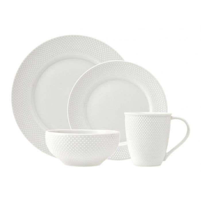 Pique 16pc Set Plain - Service for Four: China - Porcelain - Stoneware