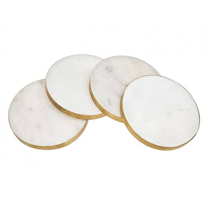 S/4 Marble Coasters-gold Edge: Marble