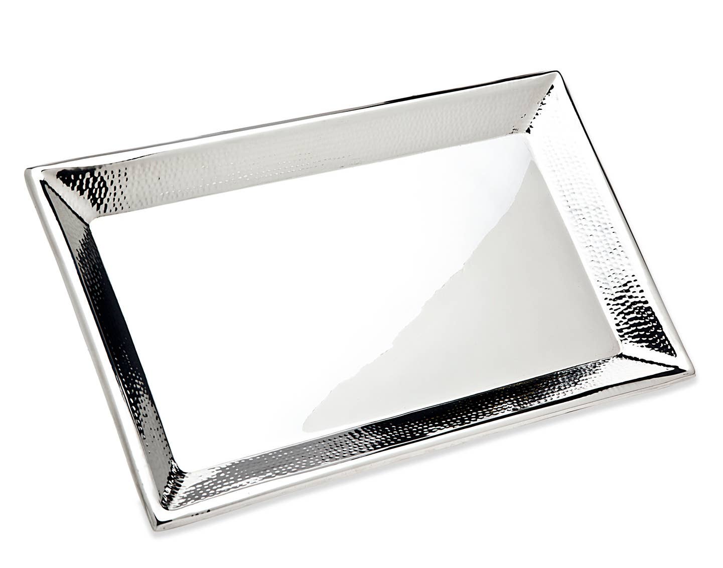 Hammered Rectangular Tray: Silver