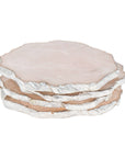 Set of four Rose Quartz Coasters Silver