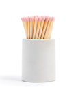 White Round Vessel with Baby Pink Matchsticks