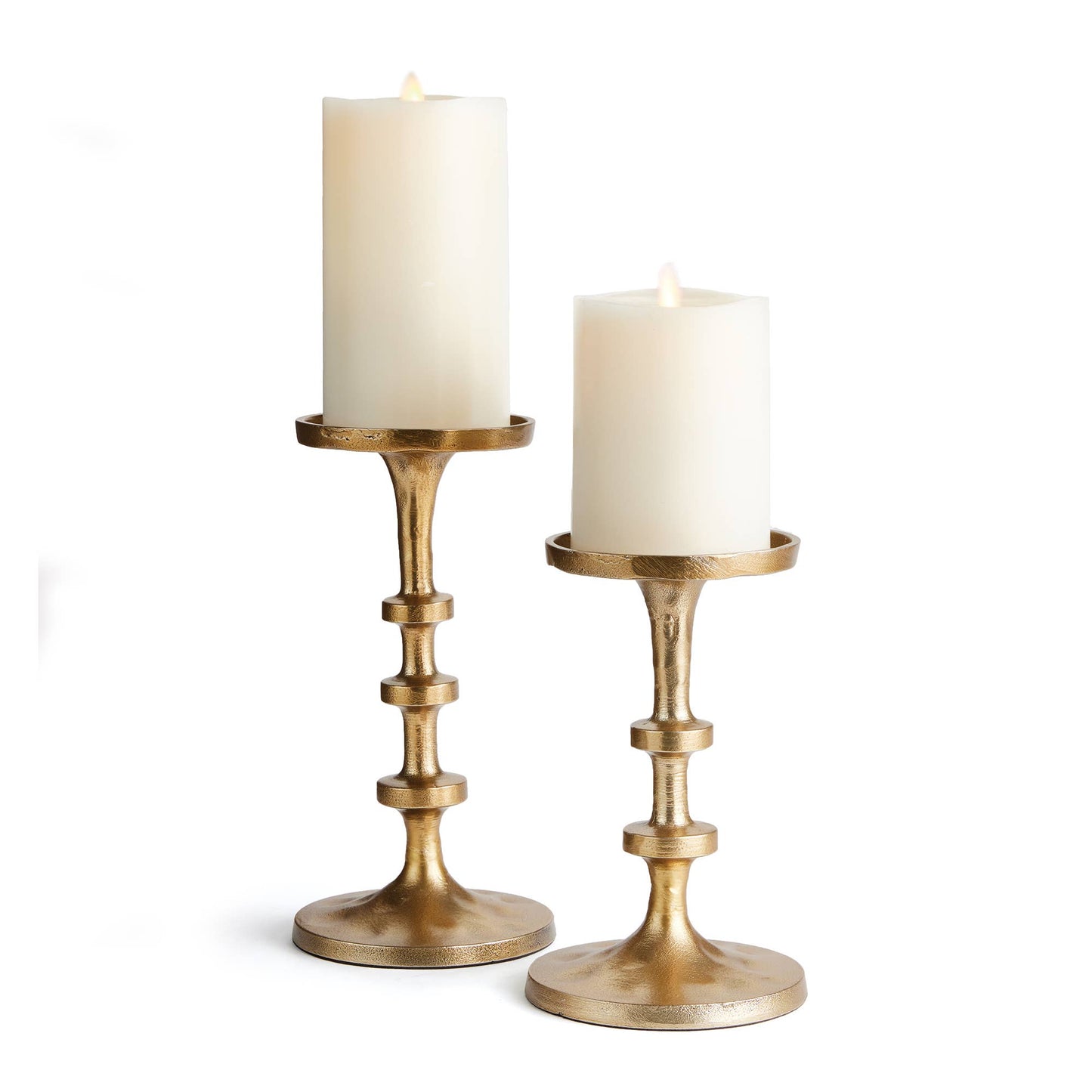 ABACUS PETITE CANDLE STANDS, SET OF 2 BRASS