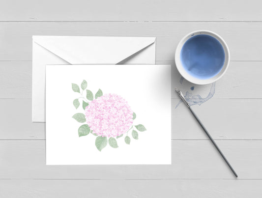 Pink Hydrangea Bloom Watercolor Boxed Set of 8 Cards